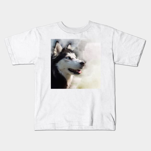 Husky photo montage Kids T-Shirt by Noamdelf06